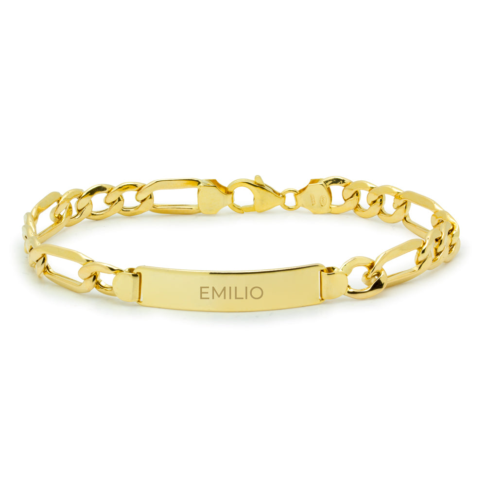 Pulsera Fígaro de Oro 9K para Hombre Personalizada
