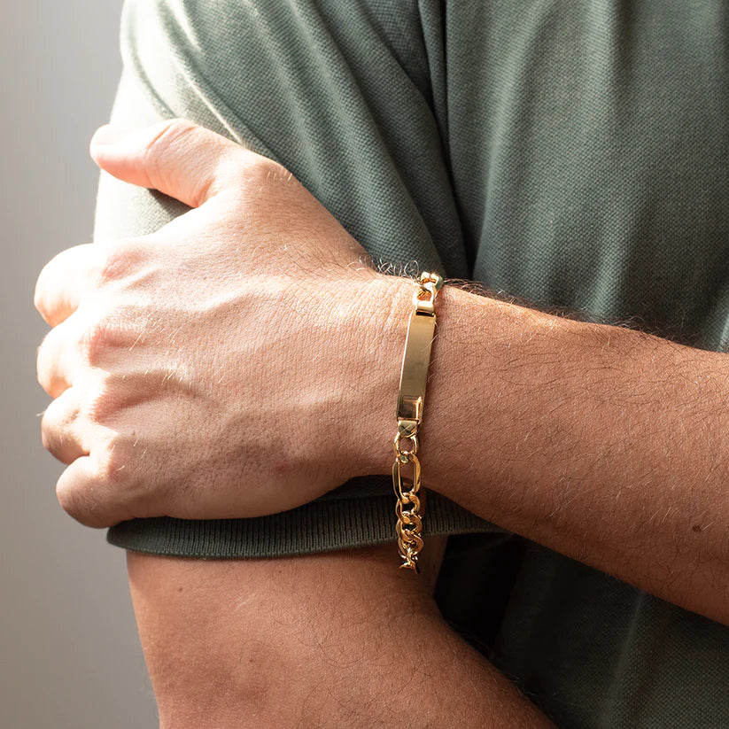 Pulsera Fígaro de Oro 9K para Hombre Personalizada