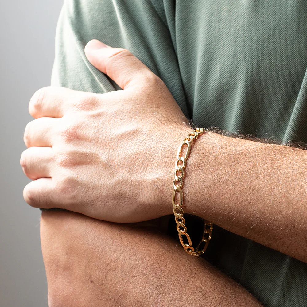 Pulsera Fígaro de Oro 9K para Hombre