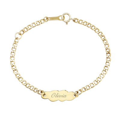 Pulsera bautizo bebé oro 9K motivo nube personalizada nombre grabado - Customima