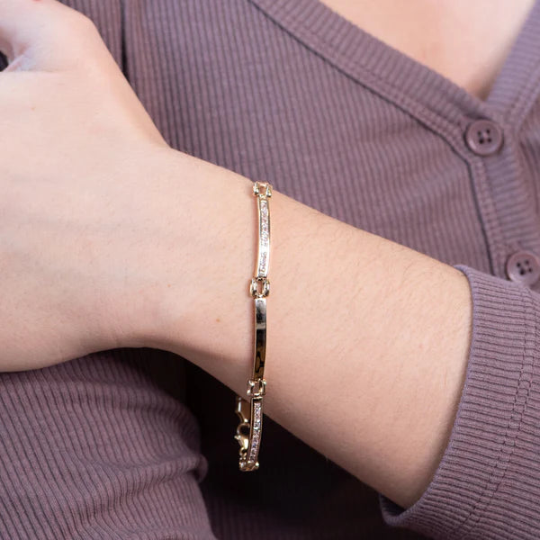 Pulsera Semirígida de Oro 18K con Circonitas
