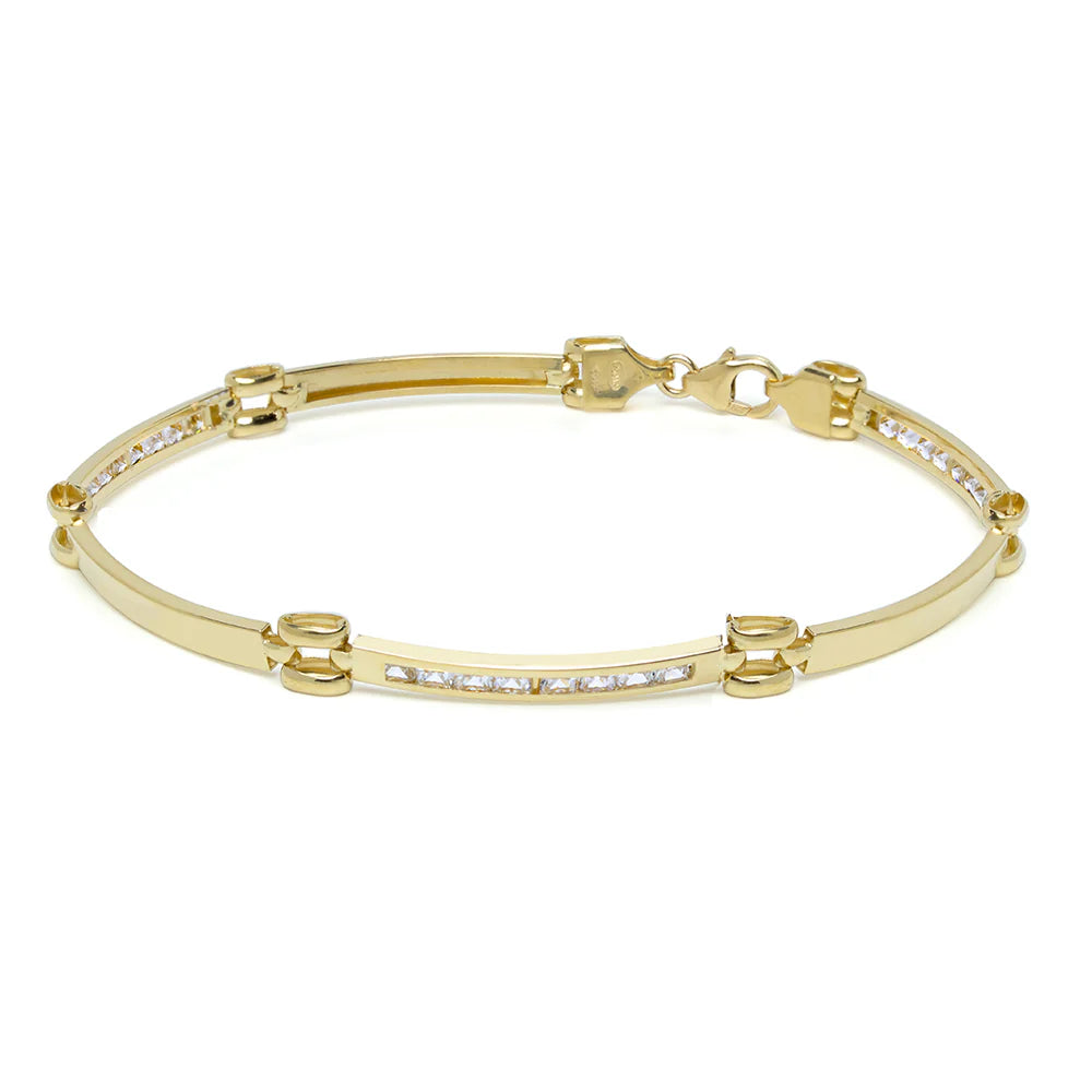 Pulsera Semirígida de Oro 18K con Circonitas