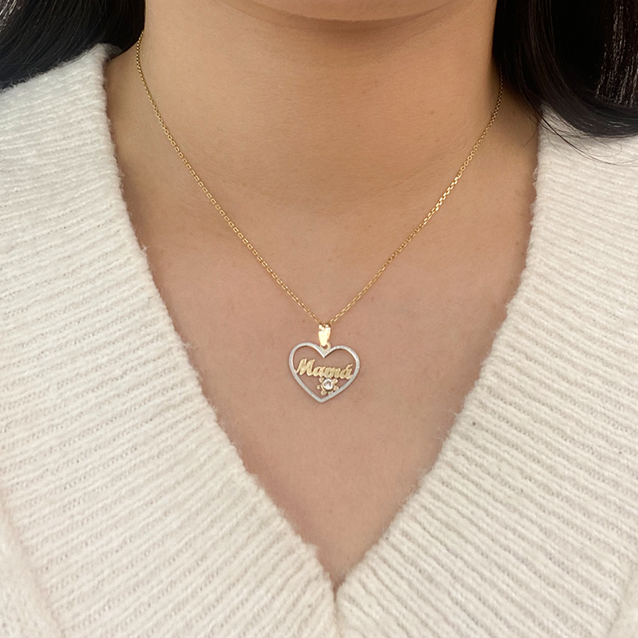 Collar Mamá Corazón Flor