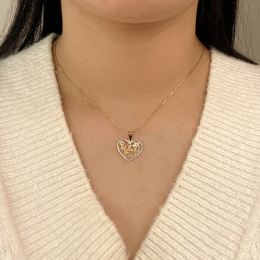 Collar Mamá Corazón Flores