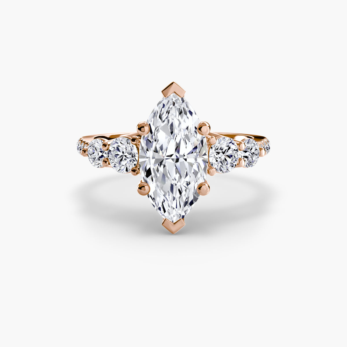 Five Stone Ring with Pavé Band