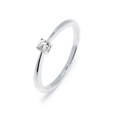 Anillo Solitario Diamante de Laboratorio Delicado en Plata 925
