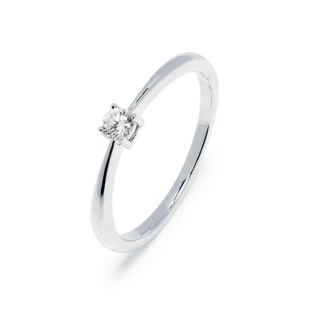 Anillo Solitario Diamante de Laboratorio Delicado en Plata 925
