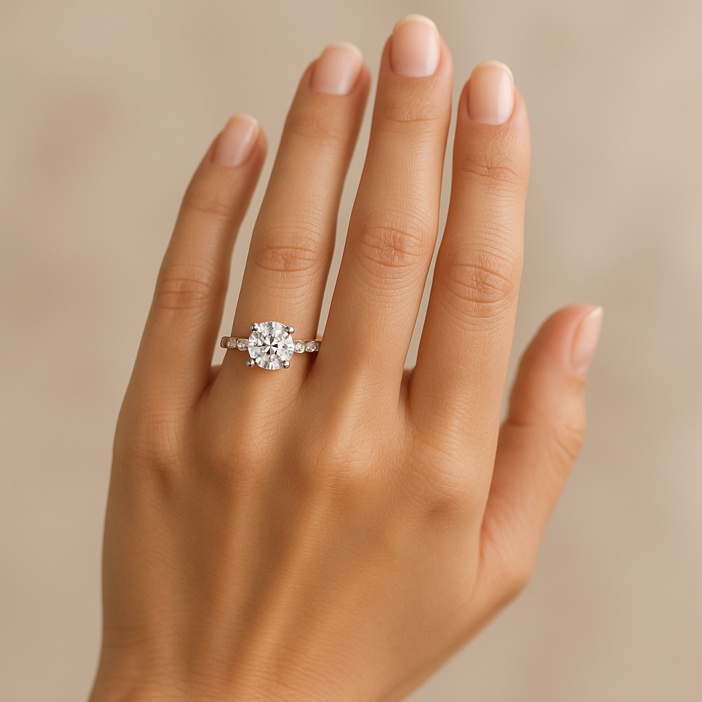 Solitaire with Shoulder Accents