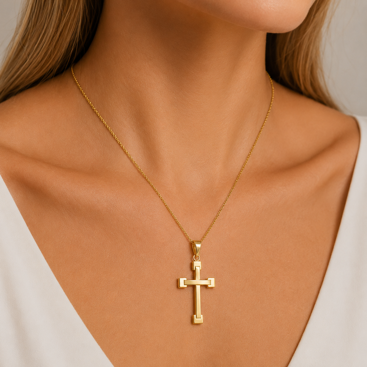 Colgante Cruz Lisa de Oro 18K Personalizado