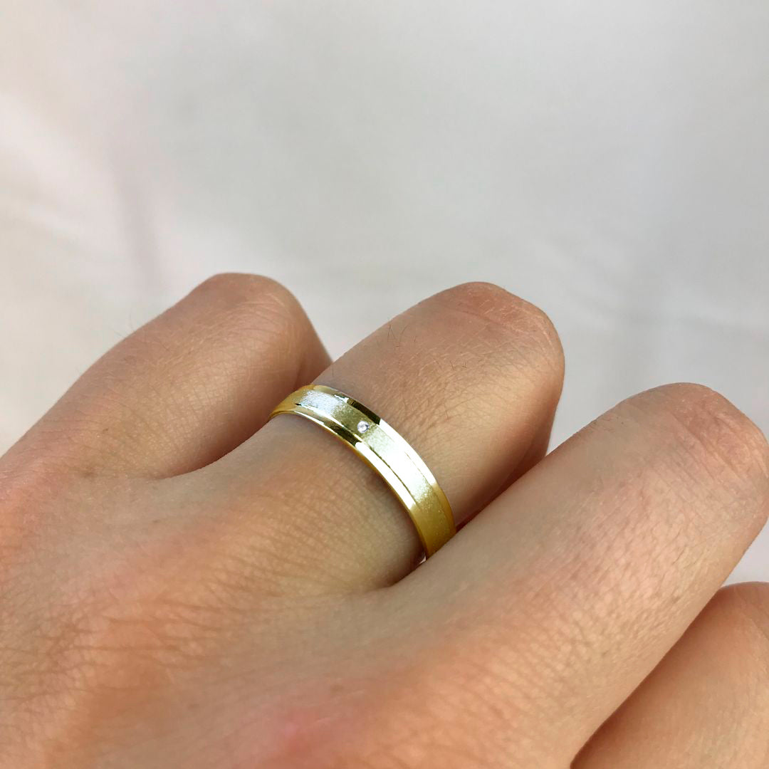Alianza de Boda Satinado Centro 4mm Diamante
