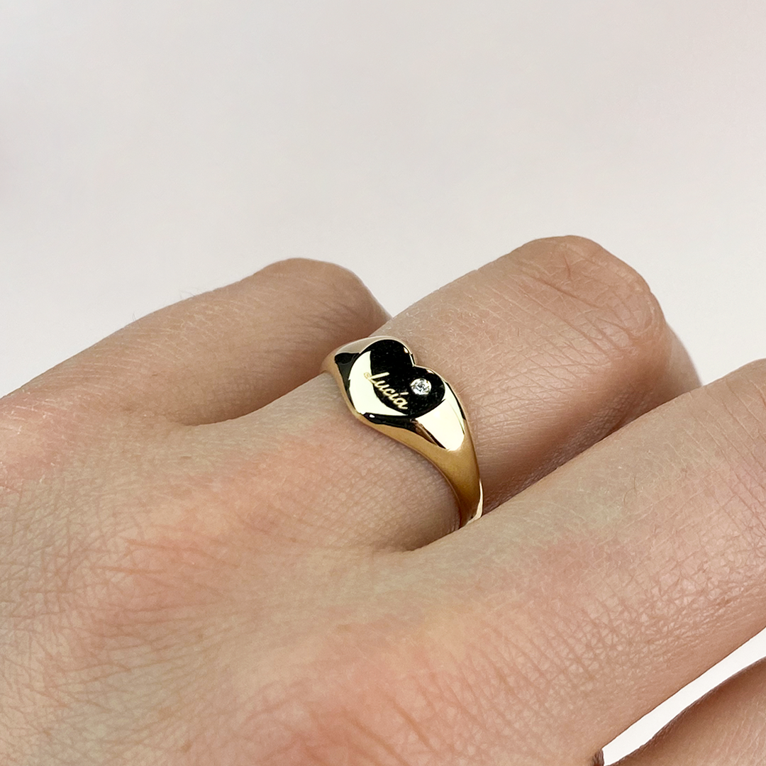 Anillo Sello Heart Oro