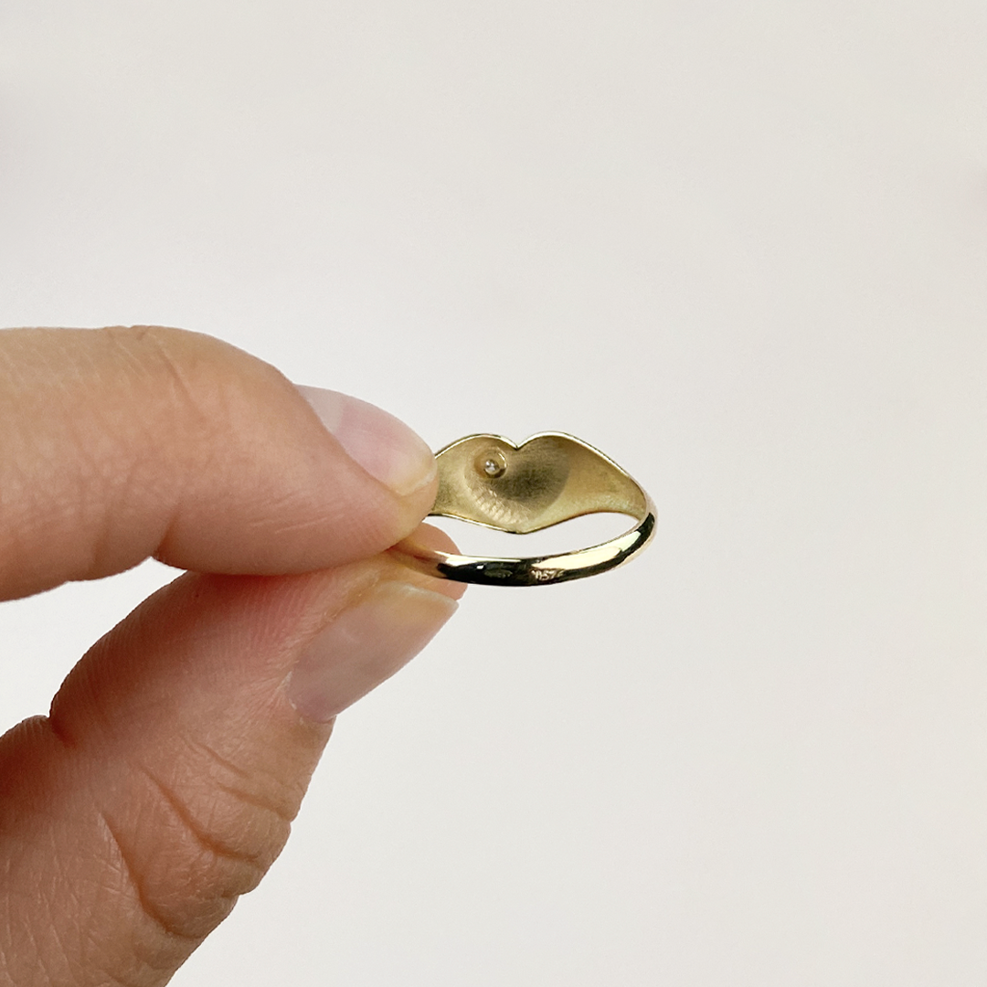 Anillo Sello Heart de Oro Personalizado