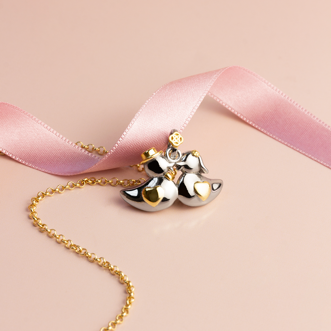 Colgante Patitos Boda de Plata 925 Personalizado