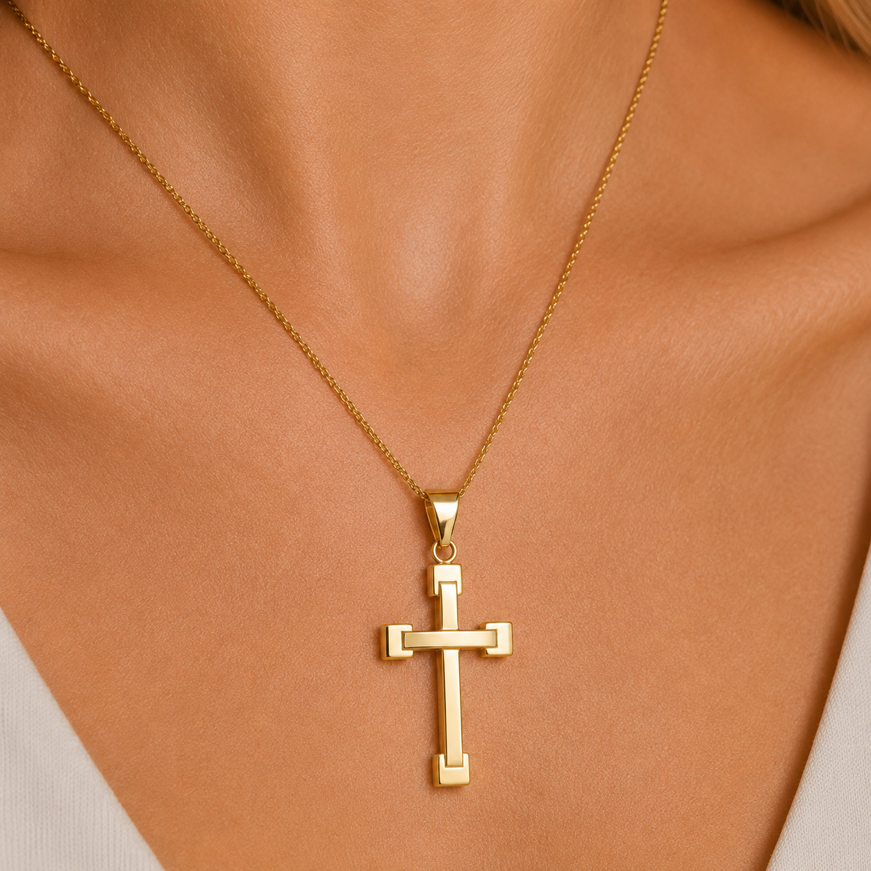 Colgante Cruz Lisa de Oro 18K Personalizado