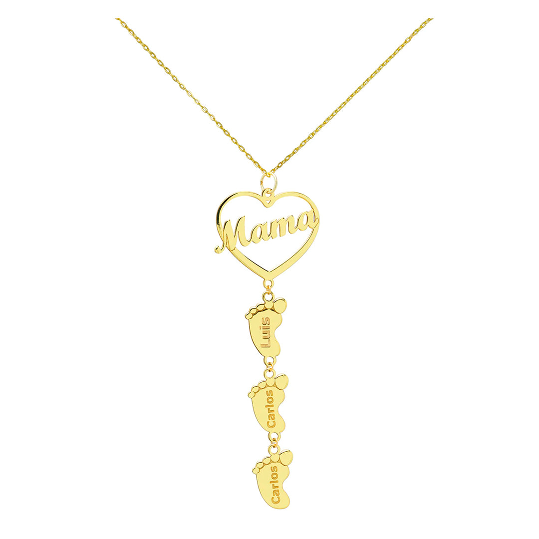 Collar 3 Huellas Pie Corazón