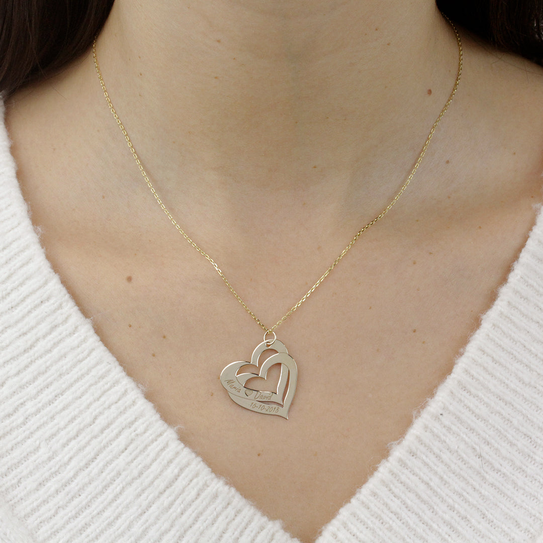 Collar Corazones Grabados San Valentín