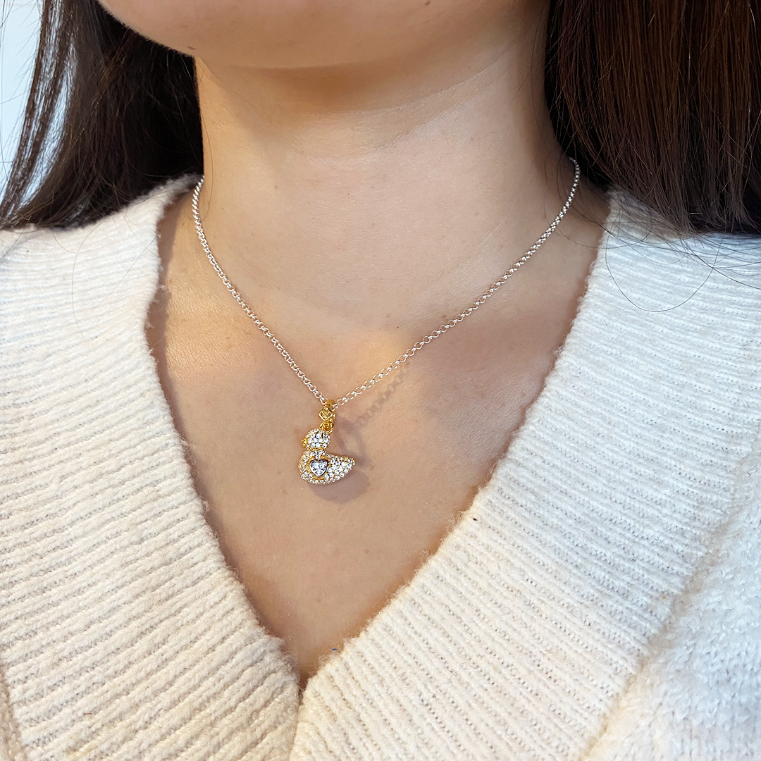 Colgante Mamá Pata Pavé personalizado con grabado Plata 925