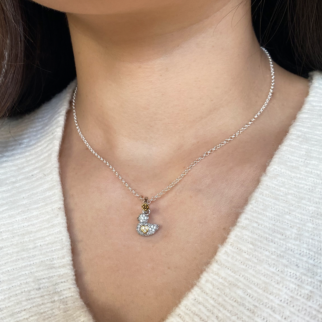 Colgante Patito Pavé Plata personalizado con grabado Plata 925