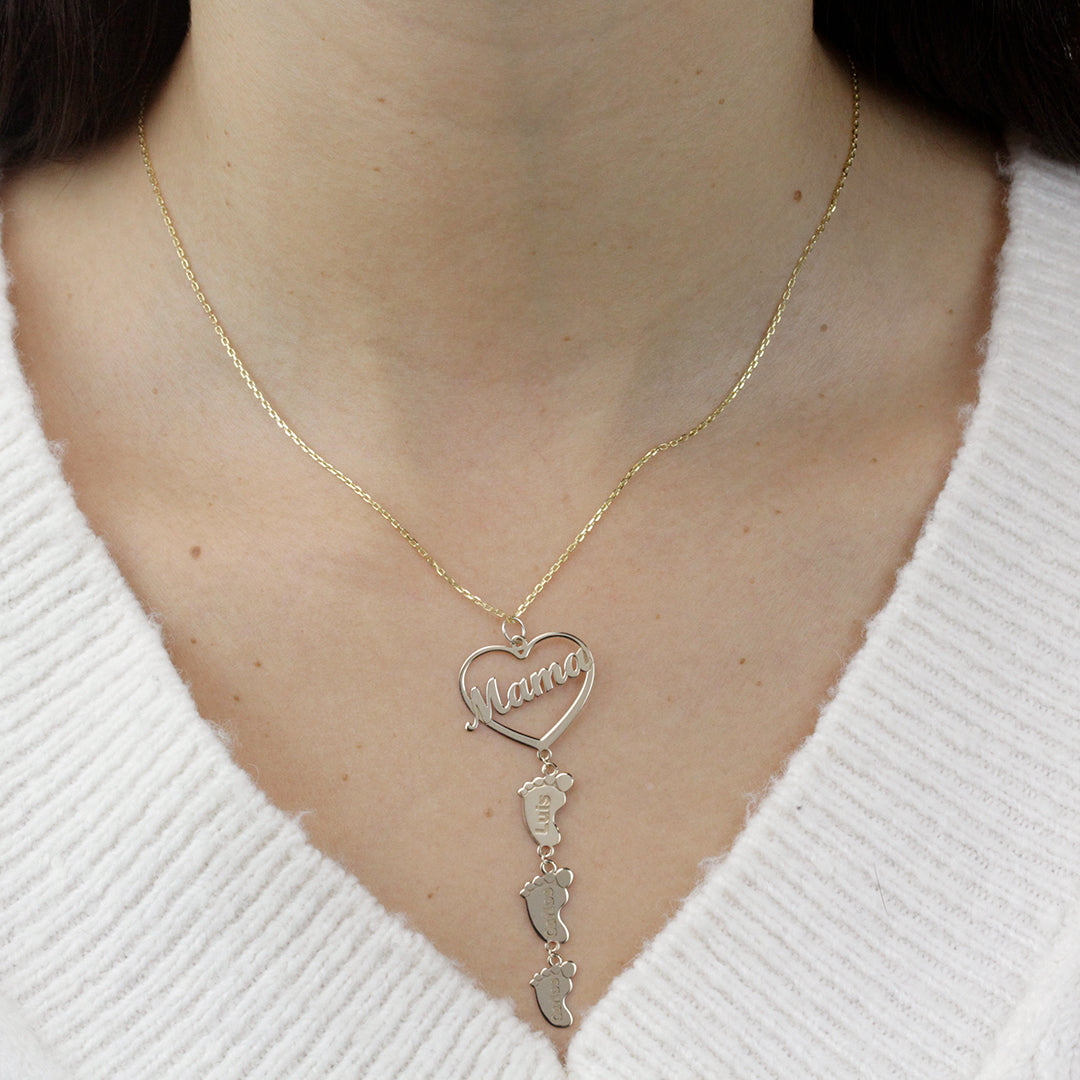 Collar 3 Huellas Pie Corazón