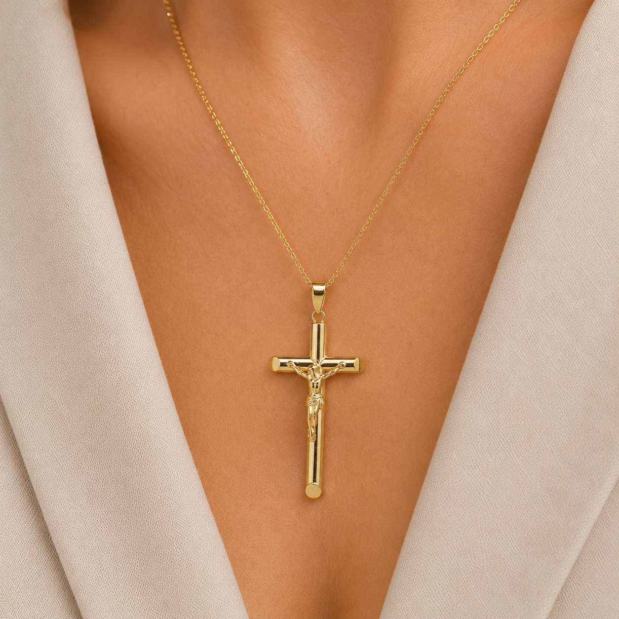 Colgante Cruz Cristo de Oro 9K Personalizado