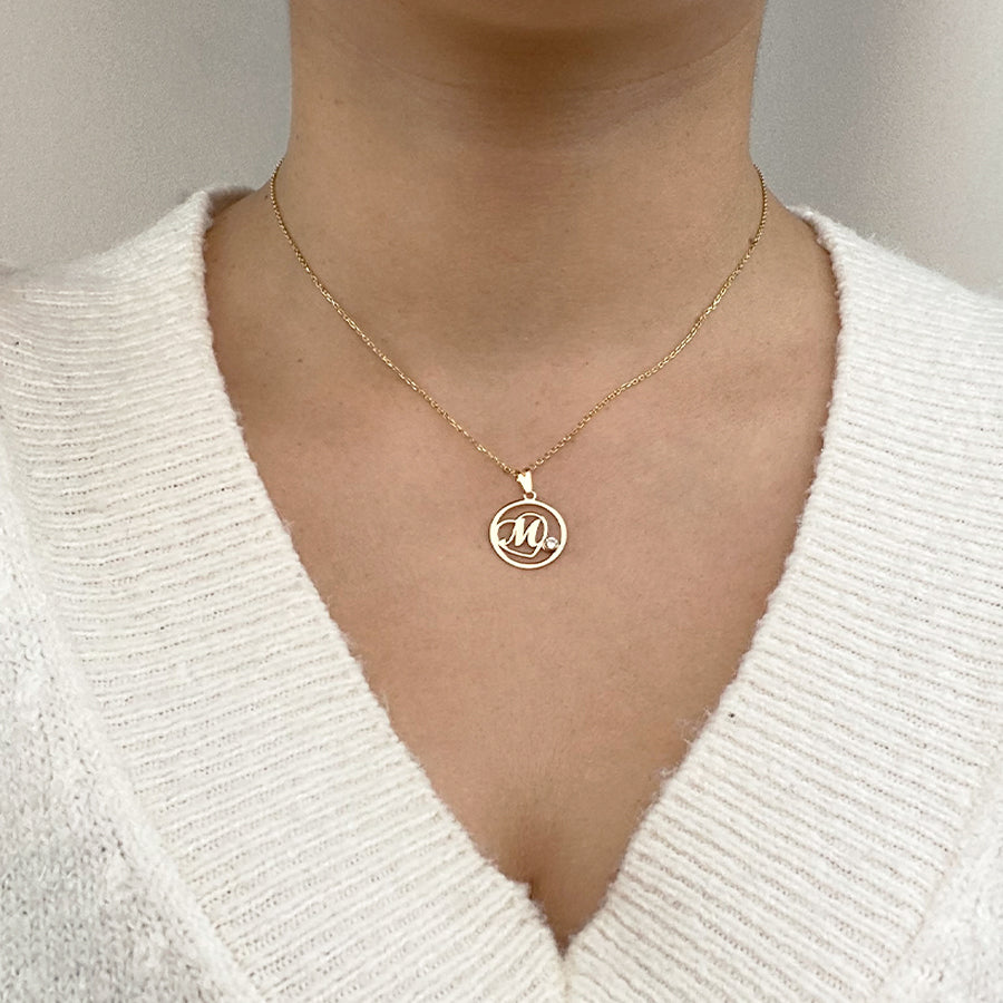 Collar con inicial Círculo Corazón
