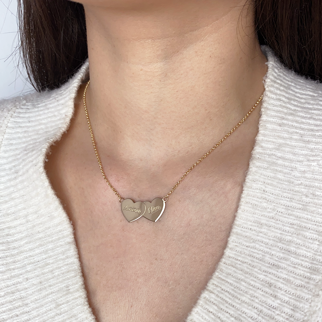 Collar Dos Corazones de Plata 925 Personalizado