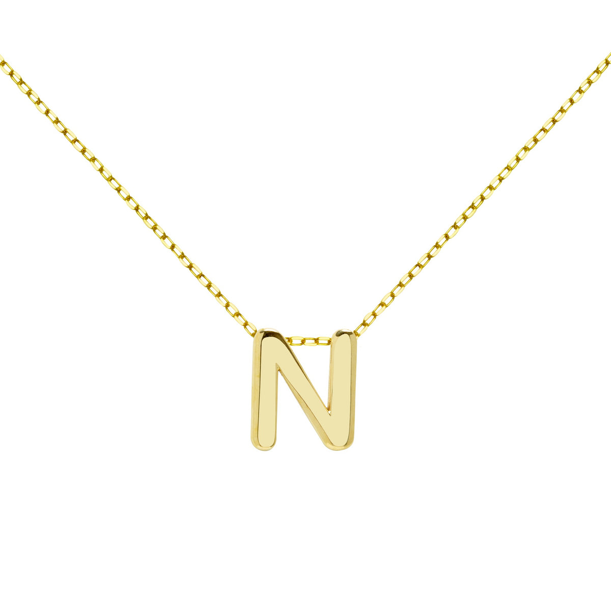 Gargantilla Letra N de Oro 9K con Inicial Grabada