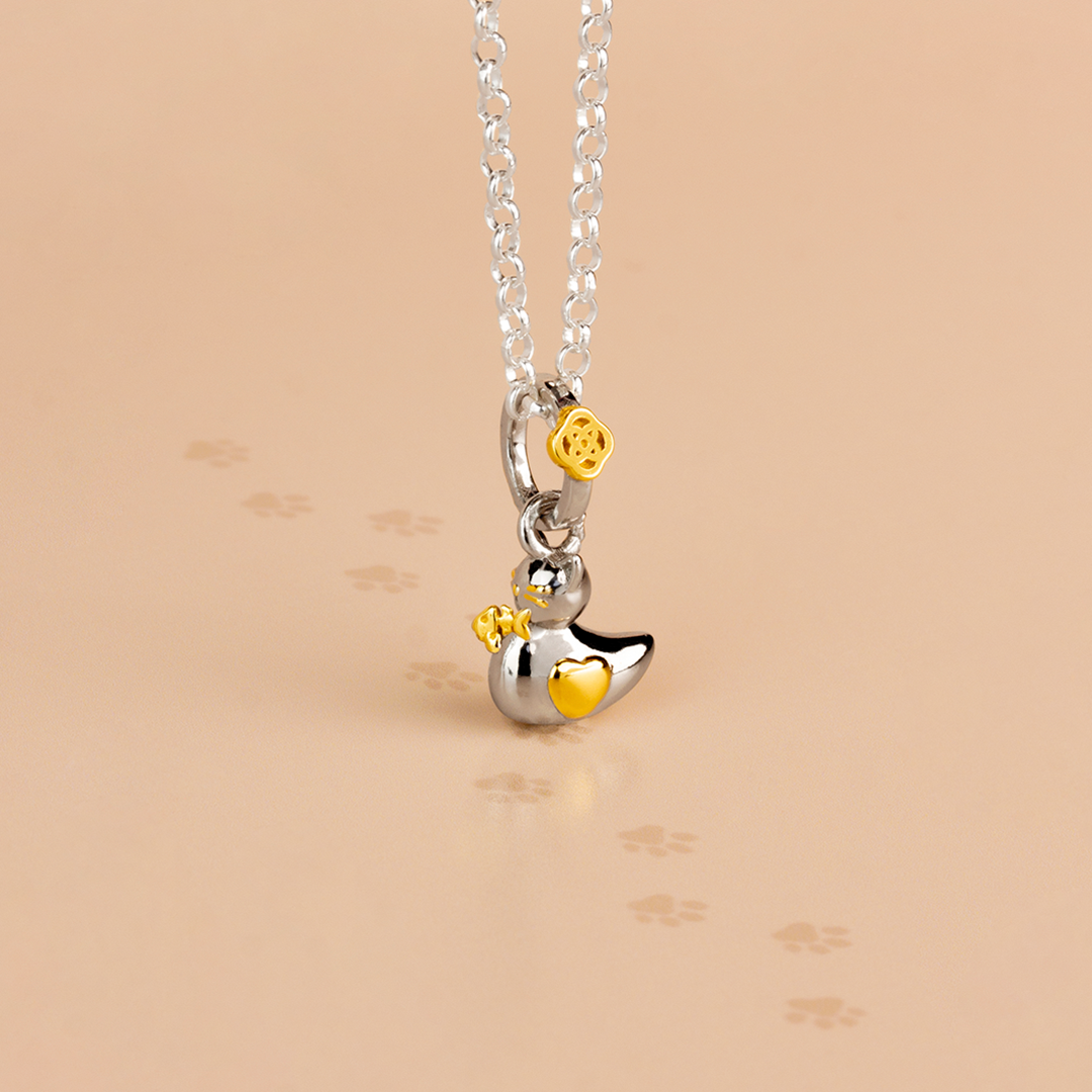 Colgante Pato Gato personalizado con grabado Plata 925