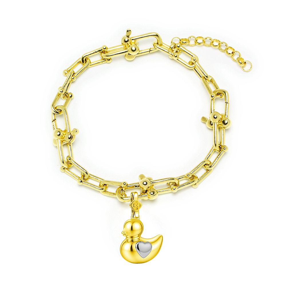 Pulsera Eslabones Patitos Plata