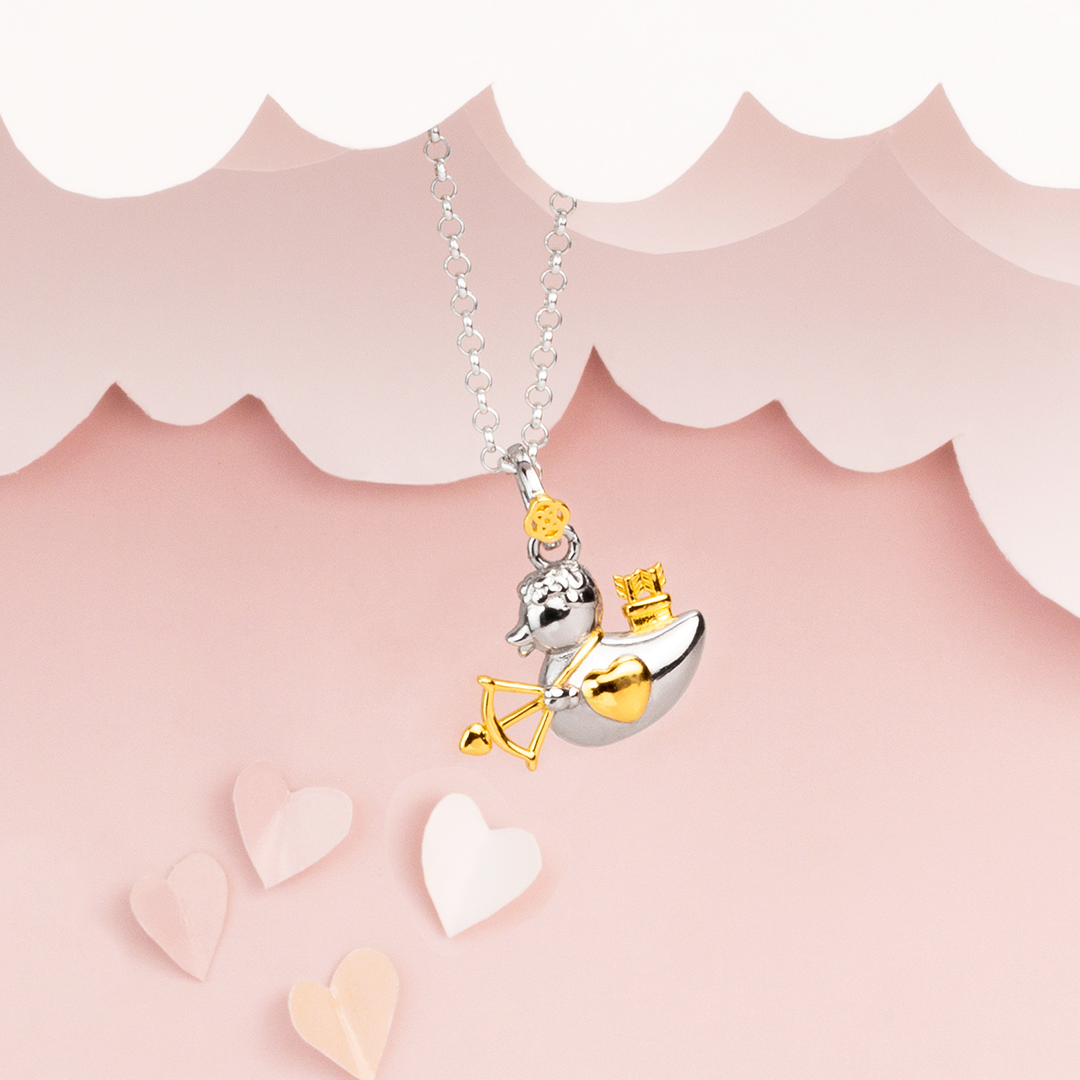 Colgante Patito Cupido personalizado con grabado Plata 925