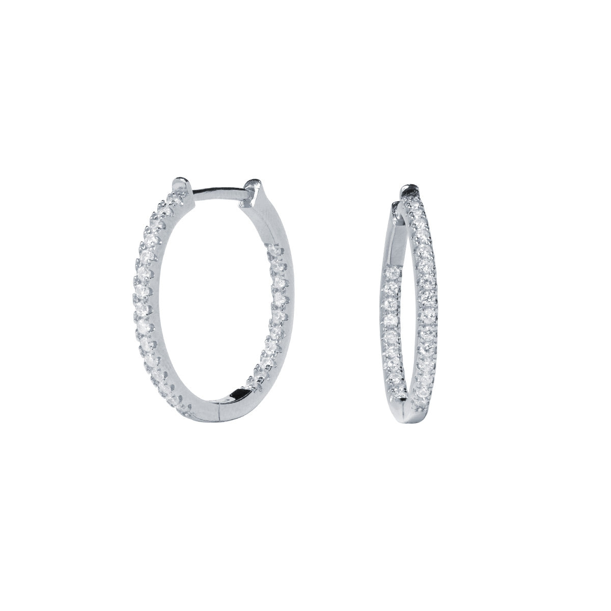 Pendiente aro circonitas Ø 22mm Plata