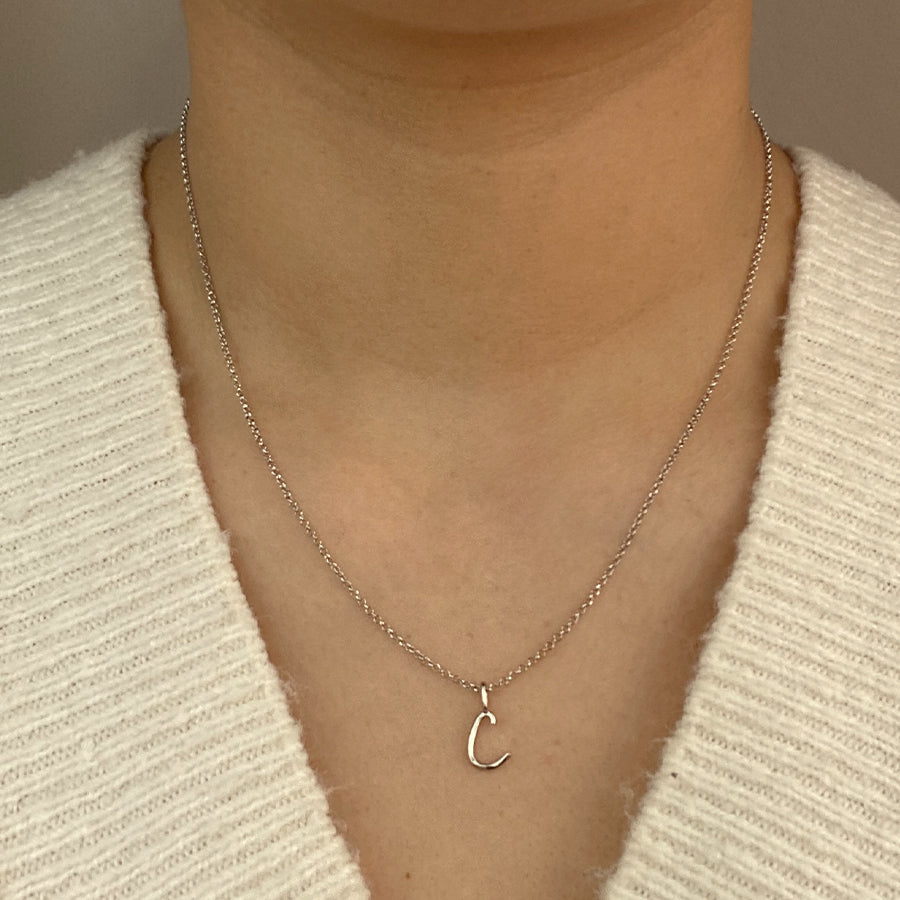 Collar Celine de Plata 925 con Inicial Grabada