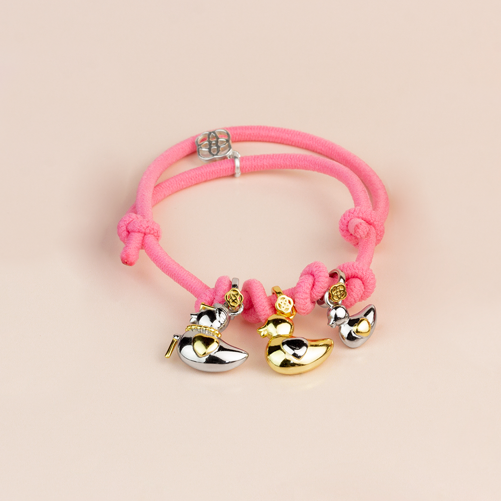 Pulsera Patitos de Plata 925 Personalizada