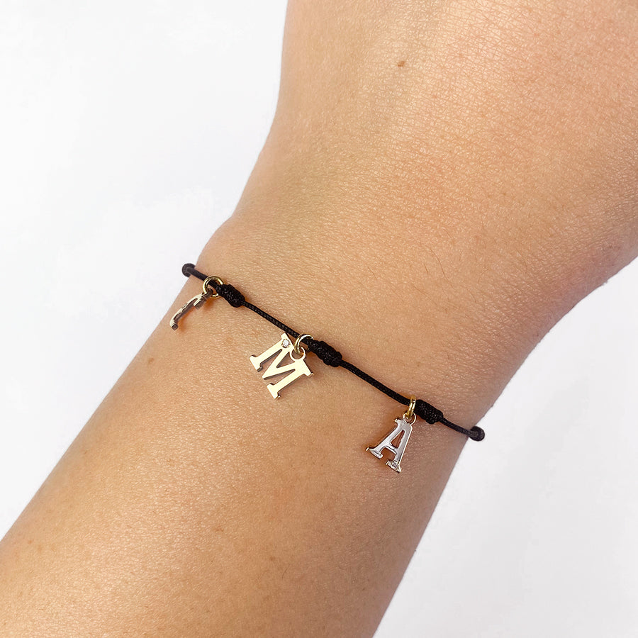 Pulsera 7 nudos 3 Iniciales y Diamante