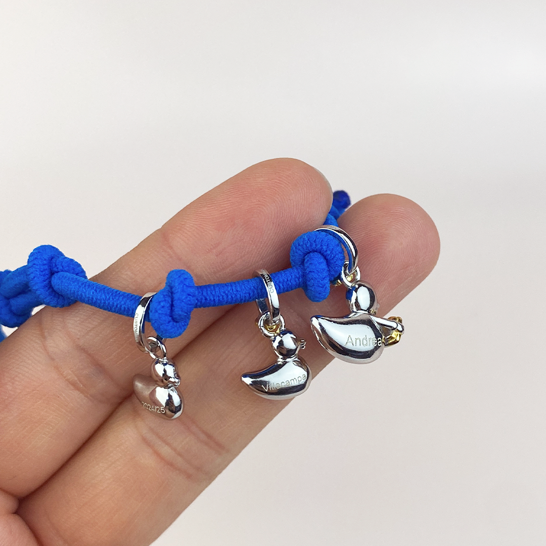 Pulsera Profe Patitos Infantil de Plata 925 con Nombre Grabado
