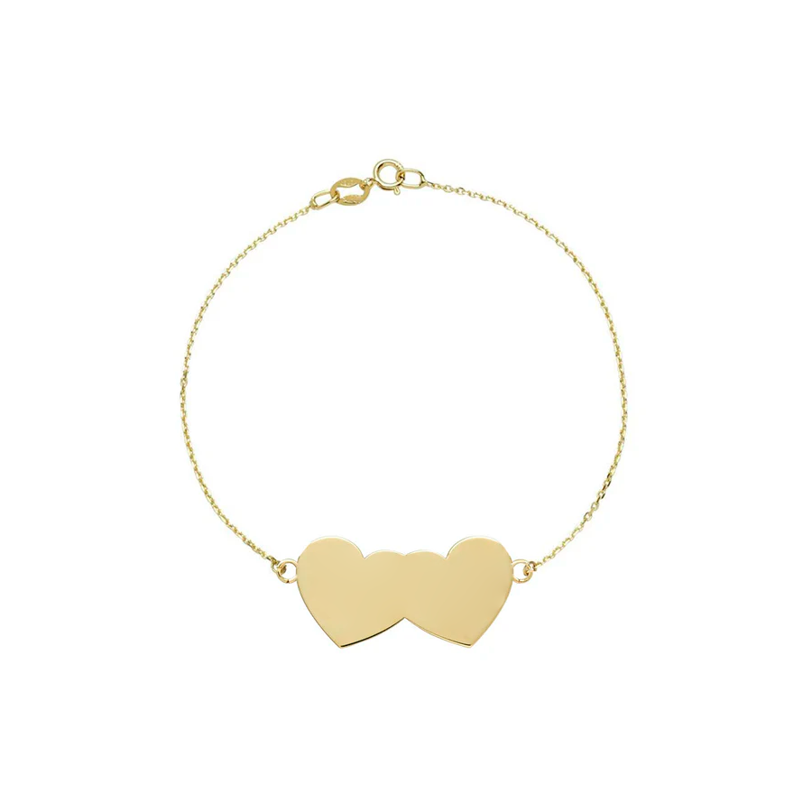 Pulsera Dos Corazones de Oro con Nombres Grabados