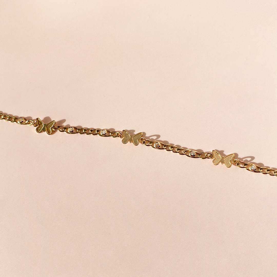 Pulsera Mariposas de Oro 9K Personalizada