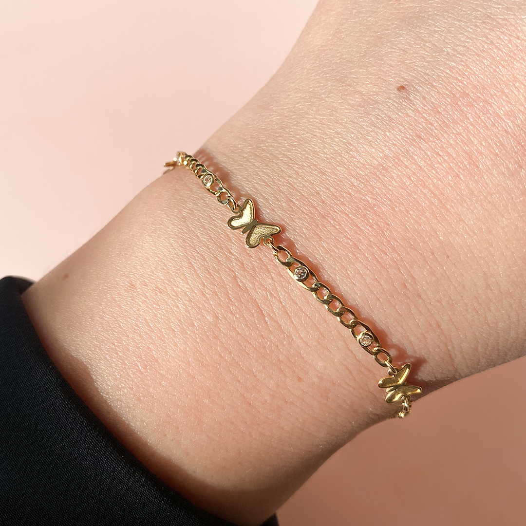 Pulsera Mariposas de Oro 9K Personalizada