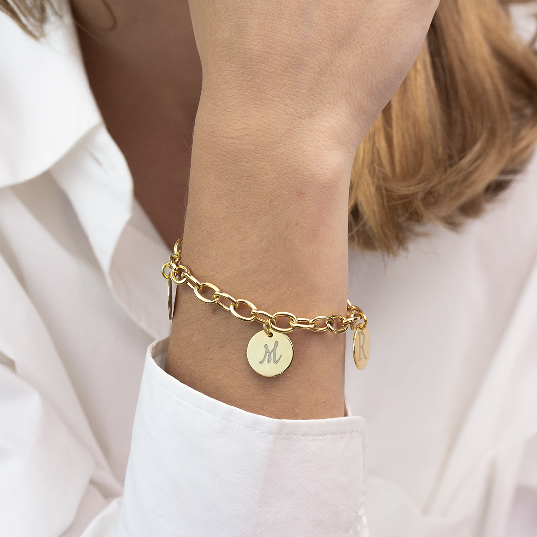 Pulsera Eslabones y Medallas de Plata 925 Personalizada