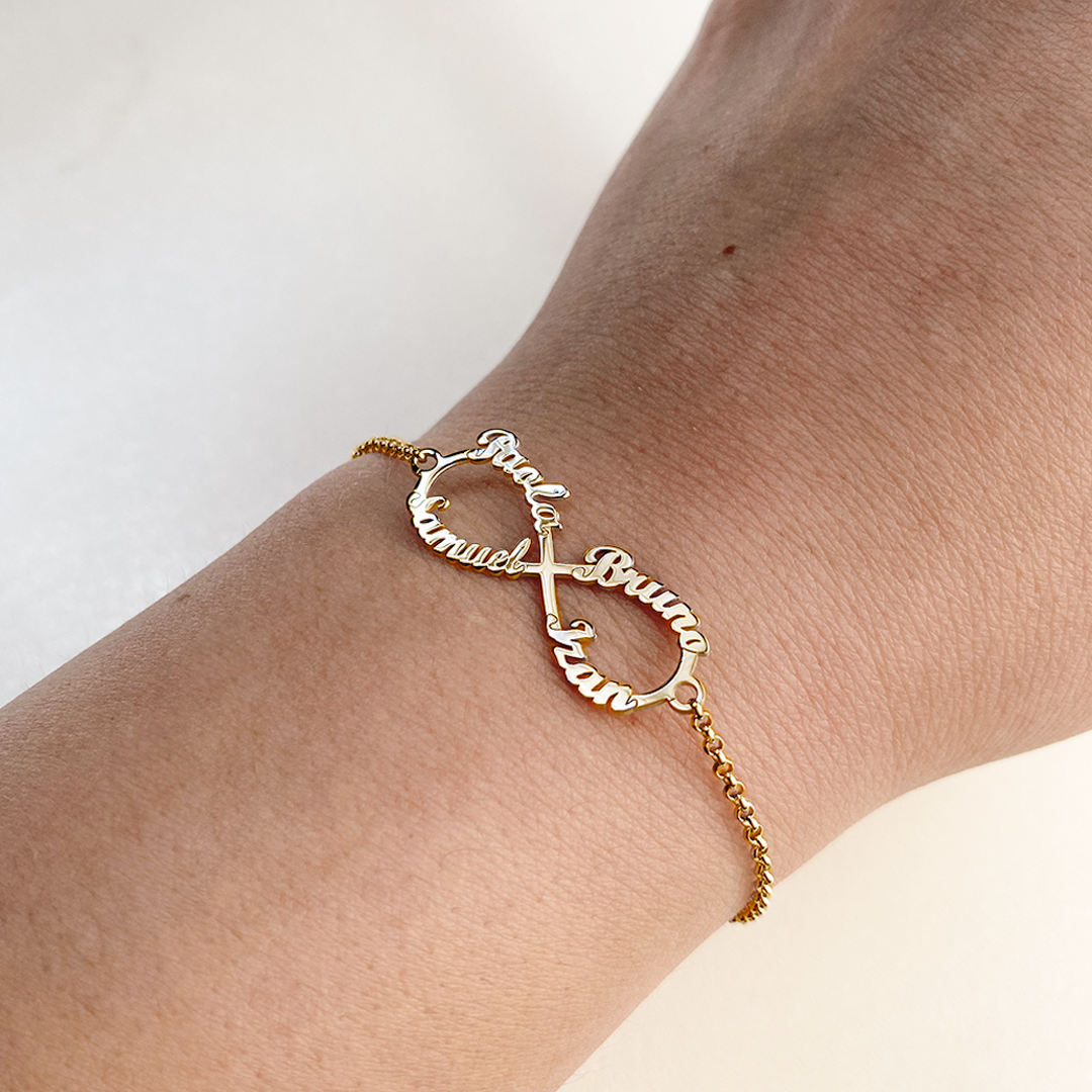 Pulsera Infinito de Plata 925 con Nombres Grabados