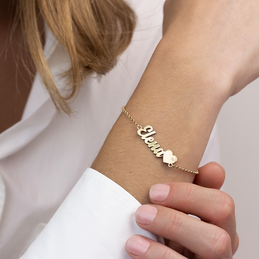 Pulsera Corazón de Plata 925 con Nombre Grabado