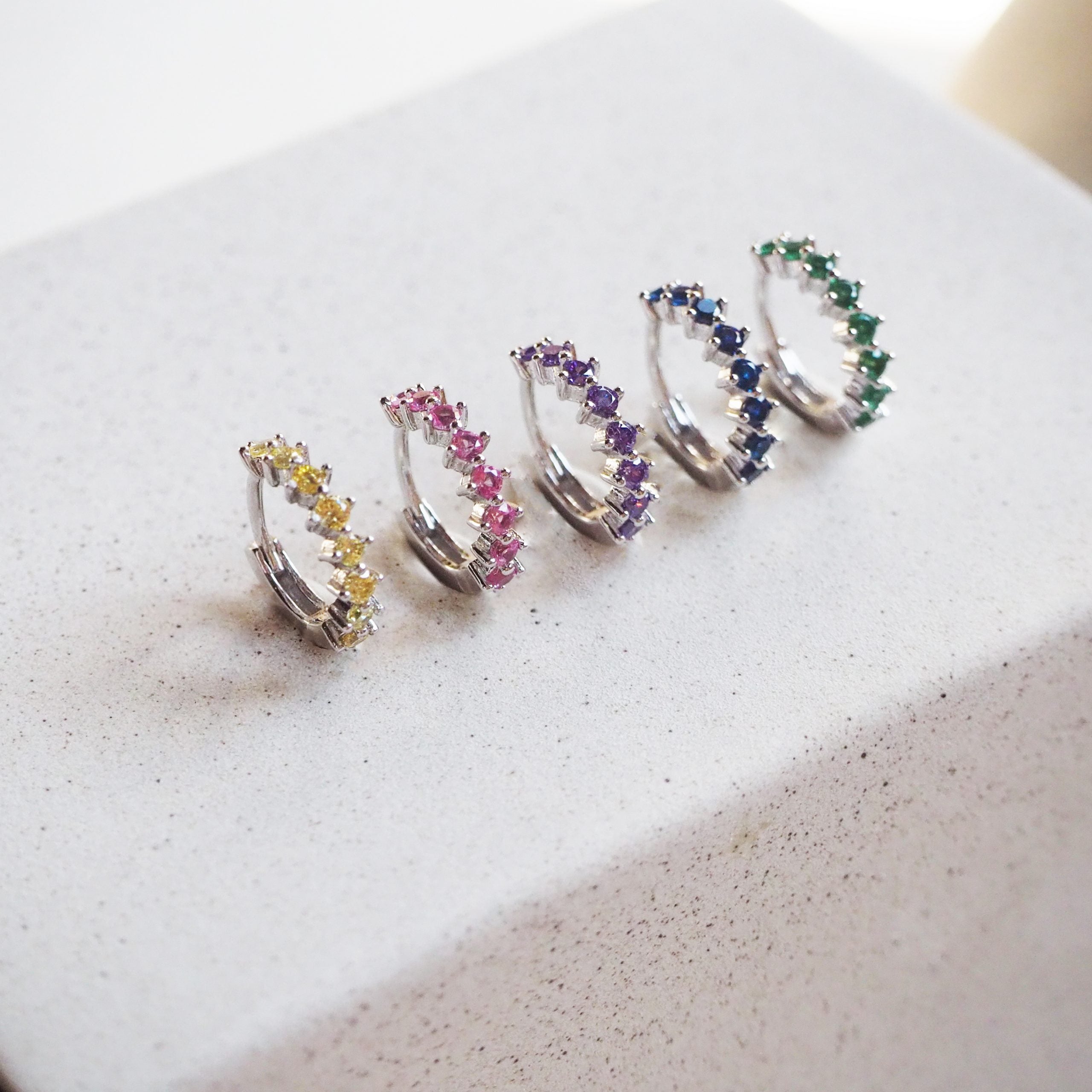 Pendientes aros mini circonita lima Ø 12mm Plata