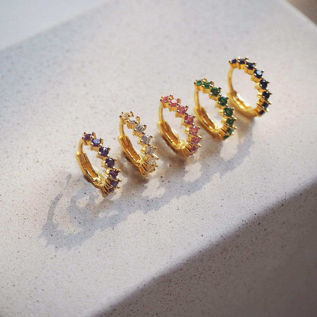 Pendientes Aros Mini de Plata con Circonita Lima