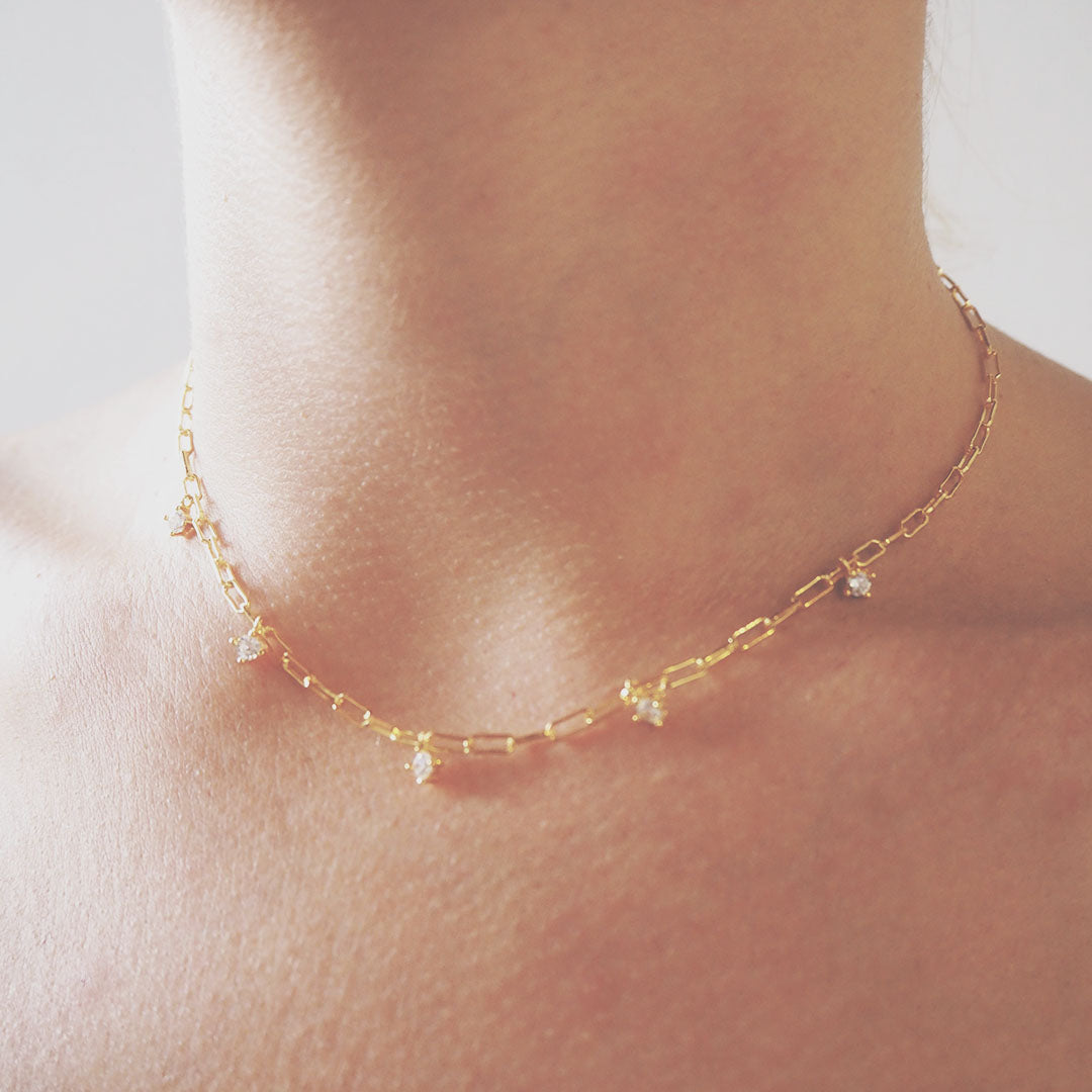 Collar Eslabón Cristal de Plata 925 Personalizado