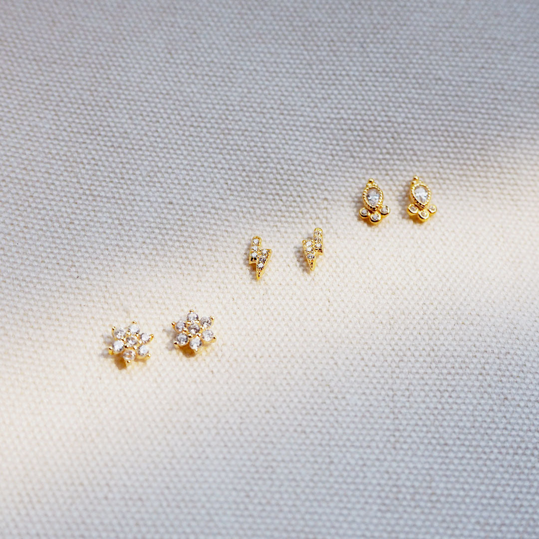 Pendientes Mini Rayo de Plata