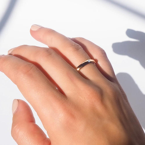 Alianza de Boda Media Caña 3mm Diamante