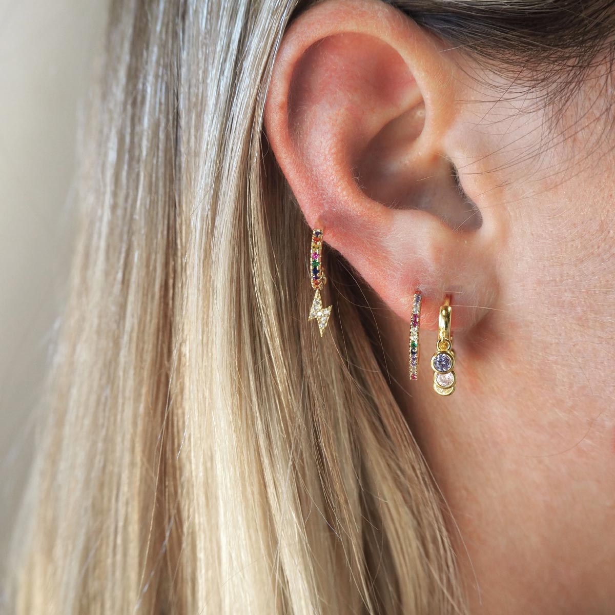 Pendientes Rainbow White Flash de Plata 925