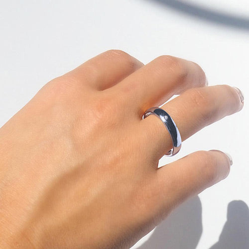 Alianza de Boda Media Caña 4mm Diamante