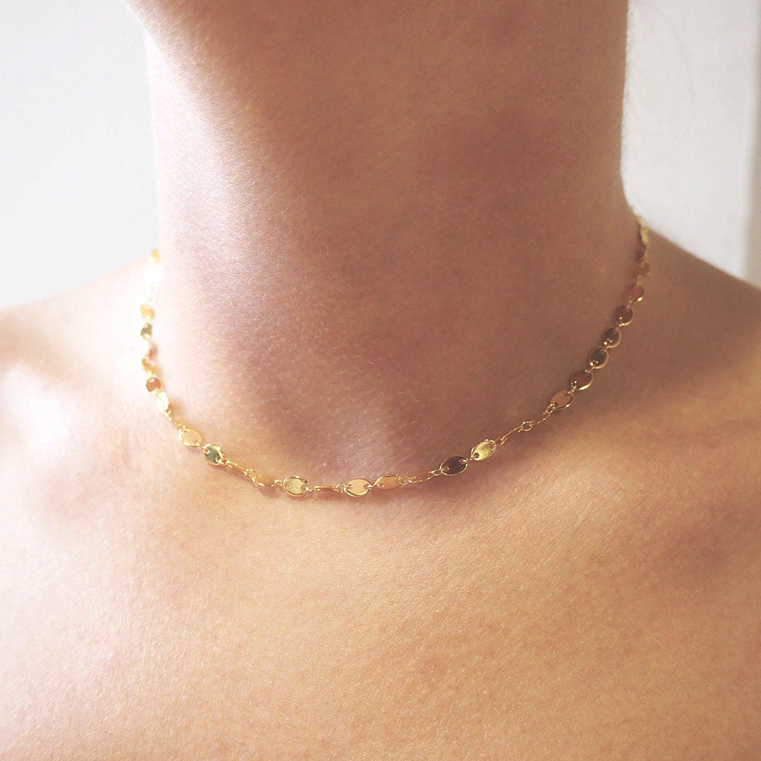 Collar Chocker Lentejuelas de Plata 925 Personalizado