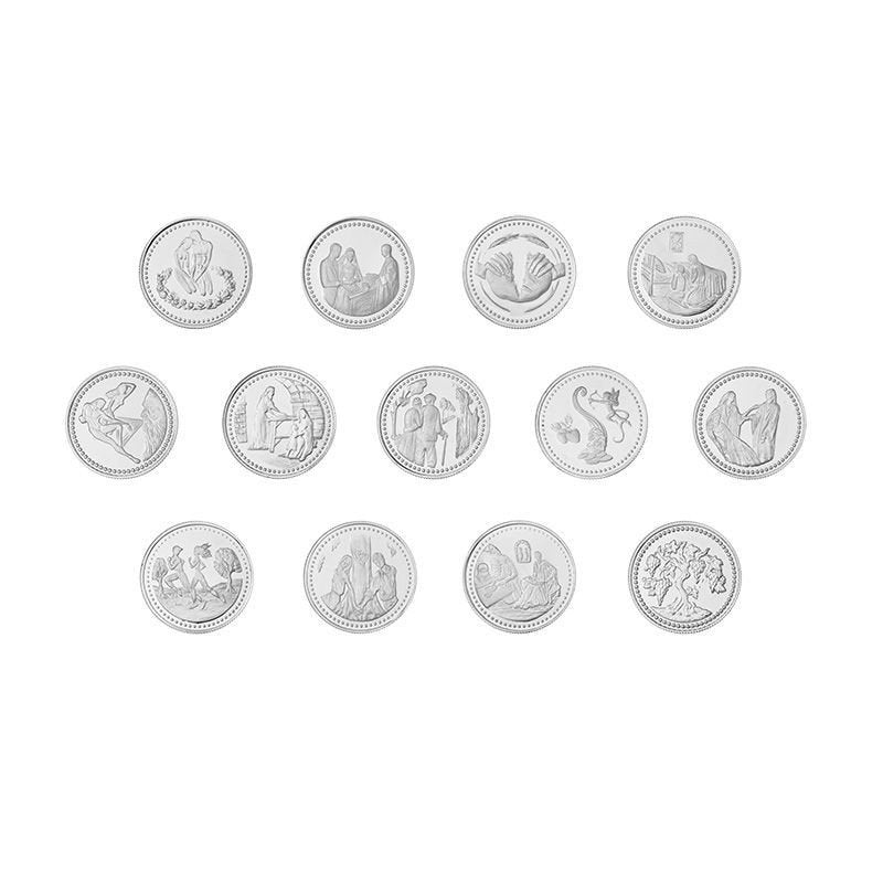 Arras de boda Bíblicas en plata con bandeja